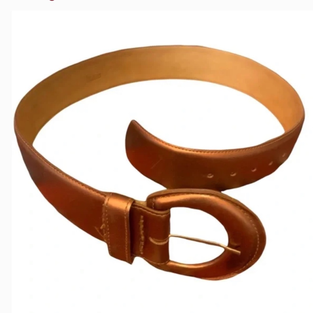 Lejon Copper Metallic Leather Belt Size M